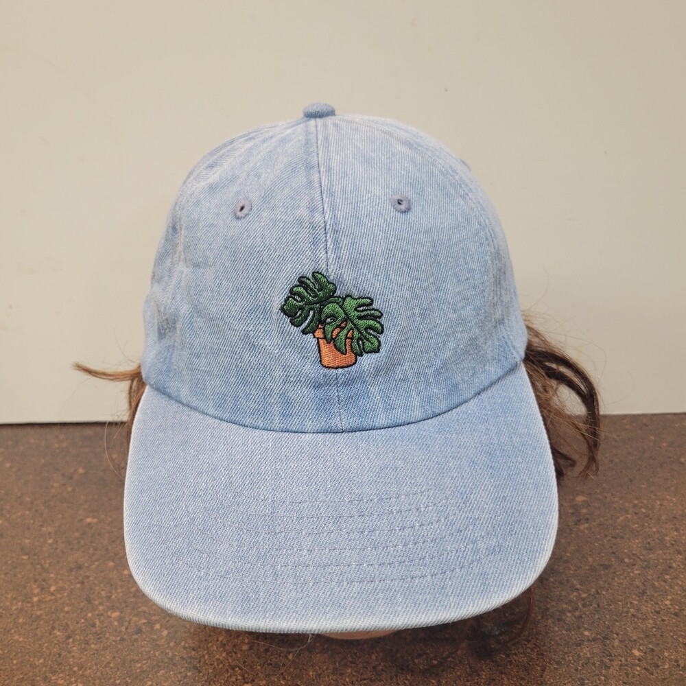 New Hattan Baseball Cap Hat Womens OSFA Blue Denim Premium Plant Embroidered